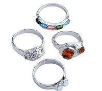CHAKAE Paquet De 4 Anneaux De Doigt En Résine Polyvalent Combinant Des Facteurs En Or Ou Argent Et Colorés Pour Un Attrait Distinctif Des Anneaux D'usure Quotidiens