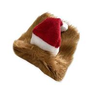CHAKAE Perruques Lions Chapeau de Père Noël Chien Costume de Noël Barbe Tissu Robe de vacances pour rassemblements d'animaux de compagnie Accessoires de costume pour chien