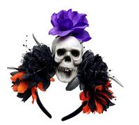 CHAKAE Pince à cheveux avec tête de mort pour Halloween - Série foncée - Accessoire pour jeux de rôle et fête à thème - Serre-tête de mort pour femme