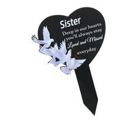 CHAKAE Plaques commémoratives en forme de cœur gravées en acrylique pour papa, maman, décoration funéraire, cadeau de condoléances, plaque commémorative noire en forme de cœur