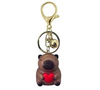 CHAKAE Porte-clés Capybaras Sound Making - Activé par la voix - Pendentif animal - Chaîne de sac à dos - Accessoire de sac à dos et décoration de téléphone, Marron foncé X Or 1, taille unique