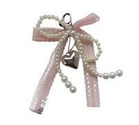 CHAKAE Porte-clés style coréen avec nœud en dentelle et pendentif en forme de cœur en alliage pour améliorer votre sac à main, b