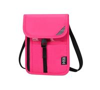 CHAKAE Portefeuille de voyage tour de cou avec blocage RFIDS pour passeports familiaux pour un voyage facile, design simple pour homme et femme, rose rouge, One Size