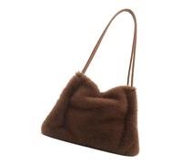 CHAKAE Sac seau classique en fourrure de couleur unie pour femme, grande capacité, sac à bandoulière en peluche, sac à main sous les bras pour les trajets scolaires, épaule en peluche, Café noir, One