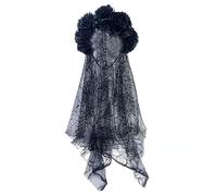 CHAKAE Serre-tête festif à fleurs d'Halloween avec voile noir élégant pour fête, coiffe tendance, couvre-chef, Halloween, chrysanthème