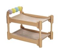 CHAKAE Tour double couche avec coussinet en sisal et base en bois résistant aux rayures pour animaux domestiques actifs en intérieur