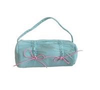 CHAKAE Trousse à crayons avec nœud papillon avec poignée de grande capacité pour stylos, trousse de maquillage de voyage pour étudiante, fille et femme, bleu