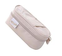 CHAKAE Trousse à crayons multifonctionnelle pour étudiant de grande capacité - Sac de rangement à fermeture éclair - Pochette de rangement à large ouverture, Couleur thé au lait.