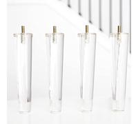 CHAKEUZND Pieds de Meubles en Verre Transparent, Lot de 4 Pieds Meubles en Acrylique avec boulons M8 pré-percés, Transparents, 8-30 cm (3,1-11,8 Pouces)(15cm(5.9in) M8)