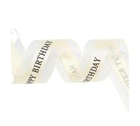 CHAKEUZND Rubans Cadeaux en Tissu, Ruban imprimé Joyeux Anniversaire Multicolore 25 mm x 50 mètres(Light Yellow)