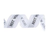 CHAKEUZND Rubans Cadeaux en Tissu, Ruban imprimé Joyeux Anniversaire Multicolore 25 mm x 50 mètres(White)