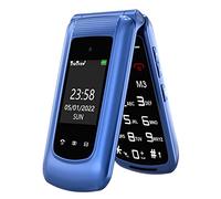 CHAKEYAKE 2G Telephone Portable Senior Clapet Débloqué avec Grosse Touche, 2.4"+1.8" Écran LCD Téléphone Portable Basique avec SOS-Knopf | Radio FM, Téléphone Portable Personnes Agées(Bleu)