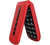 CHAKEYAKE Téléphone portable débloqué avec grand bouton - Facile à utiliser - Pour personnes âgées et enfants - Rouge