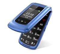 CHAKEYAKE Téléphone portable pour personnes âgées sans contrat, téléphone portable pliable GSM pour personnes âgées avec touches de grande taille, double grand écran de 2,4", téléphone pour personnes