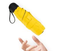 Chakipee Mini Regenschirm Klein Taschenschirm Mit 6 Rippen kompakt Faltbar Leicht Im Freien UV Schutz Regenschirme Schirm für Sonne und Regen Gelb