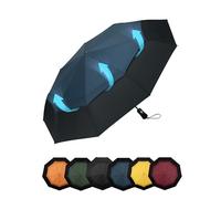 Chakipee Parapluie Pliant Compact - Parapluie Homme Automatique Resistant Vent, Parapluies Bleu de Voyage Portables, Auvent à Double Ventilation Tissu 210T, Portée 102 cm, 9 Sections