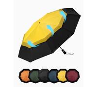 Chakipee Parapluie Pliant Compact - Parapluie Homme Automatique Resistant Vent, Parapluies Jaune de Voyage Portables, Auvent à Double Ventilation Tissu 210T, Portée 102 cm, 9 Sections