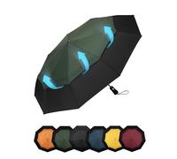 Chakipee Parapluie Pliant Compact - Parapluie Homme Automatique Resistant Vent, Parapluies Vert de Voyage Portables, Auvent à Double Ventilation Tissu 210T, Portée 102 cm, 9 Sections