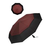 Chakipee Parapluie Pliant Compact - Parapluies Rouge de Voyage Portables, Parapluie Homme Automatique Resistant Vent, 9 Sections, Auvent à Double Ventilation Tissu 210T, Portée 102 cm