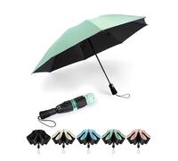 Chakipee Parapluie Pliant inversé Compact Anti UV- Parapluie Femme Automatique Resistant Vent, Parapluies de Voyage Portables, Revêtement en polyester 210T, Portée 97 cm, 8 Sections