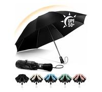 Chakipee Parapluie Pliant inversé Compact Anti UV- Parapluie Femme Automatique Resistant Vent, Portable pour les voyages, Revêtement en polyester 210T, Portée 97 cm, 8 Sections, Noir