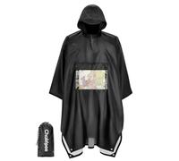 Chakipee Poncho pluie imperméable pour adulte, cape de pluie réutilisable et légère avec poche transparente, poncho compact polyvalent pour les voyages, le camping et les festivals Noir
