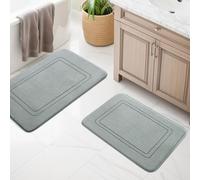 chakme Tapis de Bain 2 pièces Gris, Tapis Salle de Bain antidérapant | Absorbant tapis de salle de bain, mousse à mémoire de forme shower mat, lavable machine tapis sortie de douche
