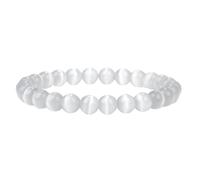 Chakra Crystals Gemone Gemles Bangles, 8 mm Natural White Cat Eye Stone Stretchs Perles de Chanceux Bracles Summer pour Femmes Bijoux Men Gift