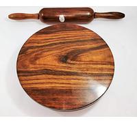 Chakra en bois, planche de service, chakra chapati rond, parfait pour faire des chappati à la maison, roti/chapati en bois, planche à rouler et rouleau à pâtisserie (Chakla Belan sheesham)