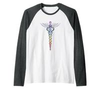 Chakra Energy Caducée Design - Éveil de la Kundalini Manche Raglan