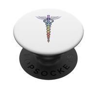Chakra Energy Caducée Design - Éveil de la Kundalini PopSockets PopGrip Adhésif