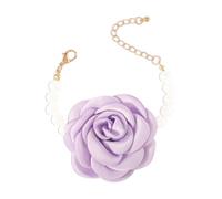 CHAKRA HEALING REIKI CHR Bracelet en perles de rose pour femme - Tissu coloré - Bracelet camélia élégant - Grand bracelet rose, adjustable, Tissu, Pas de gemme