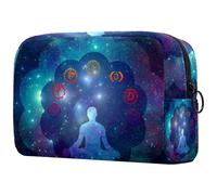 Chakra Man in Starry Sky Trousse à cosmétiques pour femme, trousse de toilette de voyage, grande pochette de maquillage pratique avec fermeture éclair, multicolore, 18.5x7.5x13cm/7.3x3x5.1in, Trousse