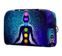 Chakra Trousse de toilette pour femme en lotus avec fermeture éclair, multicolore, 18.5x7.5x13cm/7.3x3x5.1in, Trousse de toilette