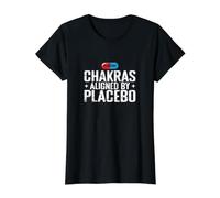 Chakras alignés par Placebo Funny T-Shirt Graphique avec Valeur, Femme, Noir, S