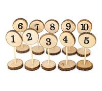 Chaks 10769, Lot de 10 Marque-Tables rondin Bois sur Tige 13,5cm numérotés de 1 à 10
