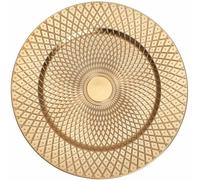 Chaks 14043, Grande sous-assiette Shéhérazade plastique 33cm avec arabesques, Or