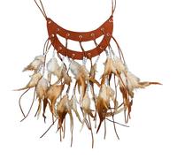 Chaks - Bijoux Indiens Femme, Collier avec Plumes & Perles - Carnaval, Festival Accessoires aspect cuir