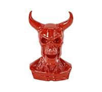 Chaks - Buste de Diable en résine synthétique, décoration d'halloween | 39,5 x 28 x 21 cm, figurine de diable avec cornes, décoration de crâne d’horreur pour maison hantée et soirée à thème