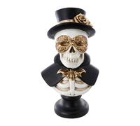 Chaks - Buste squelette de style vénitien, figurine XXL, figurine décorative en résine synthétique avec chapeau et masque de bal pour Halloween
