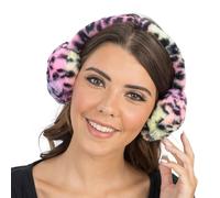 Chaks - Cache-oreilles néon léopard, cache-oreilles en fausse fourrure | Accessoire de déguisement à motif léopard fluo, tenue pour le carnaval, les festivals et les soirées à thème