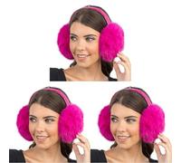 Chaks - Cache-oreilles pour femmes, cache-oreilles en fausse fourrure, accessoire d'hiver pour les marchés de Noël et les costumes, carnaval (Lot de 3)