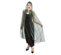 Chaks - Cape à capuche vert irisé, cape de 120 cm de long, accessoires de costume pour Halloween et carnaval