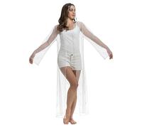 Chaks - Cardigan femme été long, veste transparente festival avec paillettes, cover up léger, festival, carnaval
