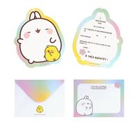 Chaks - Cartes d'invitation Molang pour anniversaire d'enfant, lot officiel Molang comprenant 8 cartes et enveloppes, invitation en français