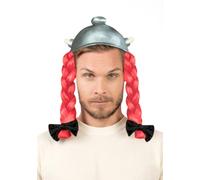 Chaks - Casque d'Obélix avec tresses rouges, accessoire de costume | Accessoire officiel Astérix, casque en latex avec tresses rouges pour adulte, carnaval et Comic Con