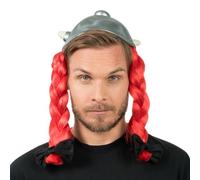 Chaks - Casque d'Obélix en latex avec tresses rouges, Astérix et Obélix, Accessoires de déguisement pour adultes, Carnaval