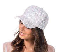 Chaks - Casquette de baseball à paillettes, à strass pour les festivals | Casquette rose ornée de strass, couvre-chef pour la discothèque, soirées schlager, tenues années 80 et soirées à thème