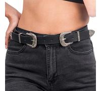 Chaks - Ceinture femme, ceinture western vintage à double boucle, ceinture noire pour la taille, festival, carnaval, accessoires