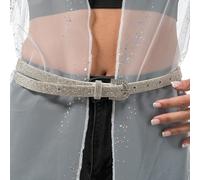 Chaks - Ceinture fine pour femme, blanche avec strass